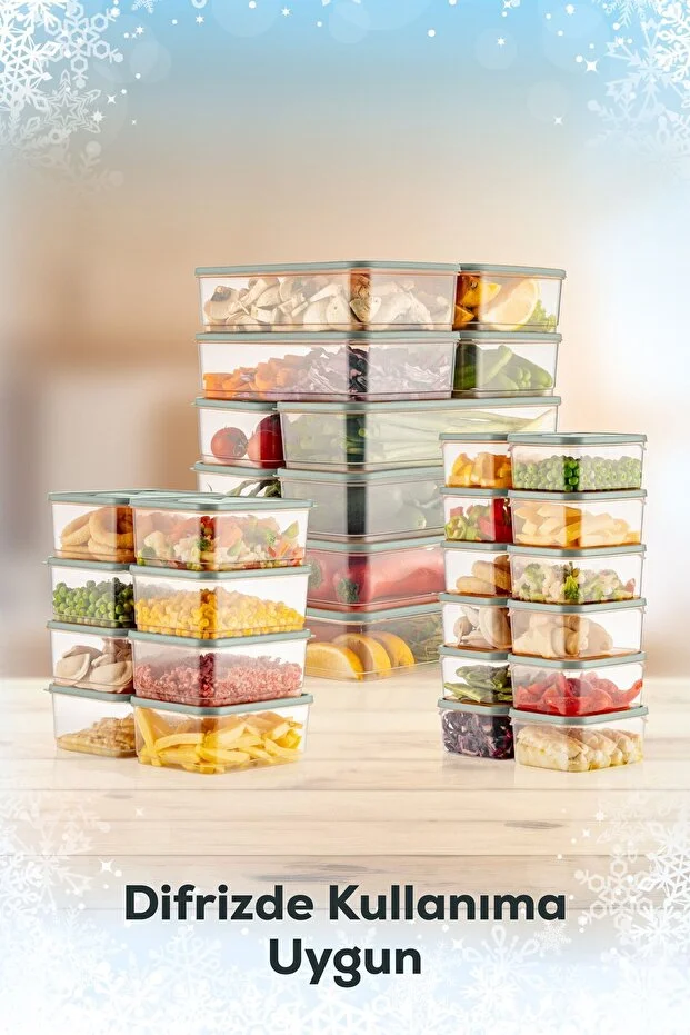 30'lu Buzdolabı Düzenleyici Organizer Mikrodalgaya Uygun Difriz Saklama Kabı Mint